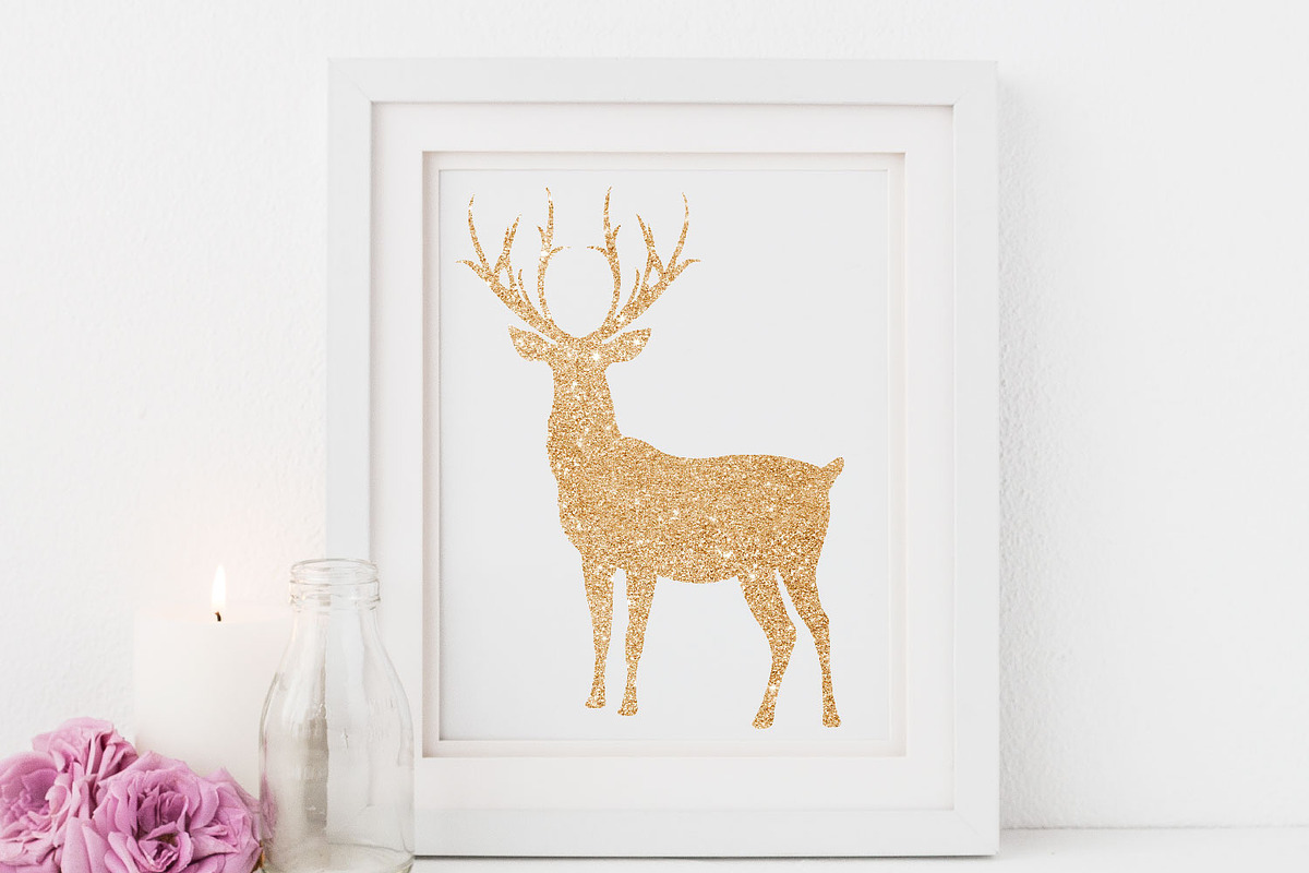 Deer Clip art, Glitter Silhouettes, a Graphic by ConfettiBears (Photo 2 of 5)