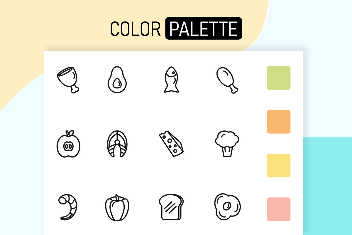 Food Line Icons / Healthy eating, an Outline Icon by Irina Avdeeva (Photo 2 of 4)