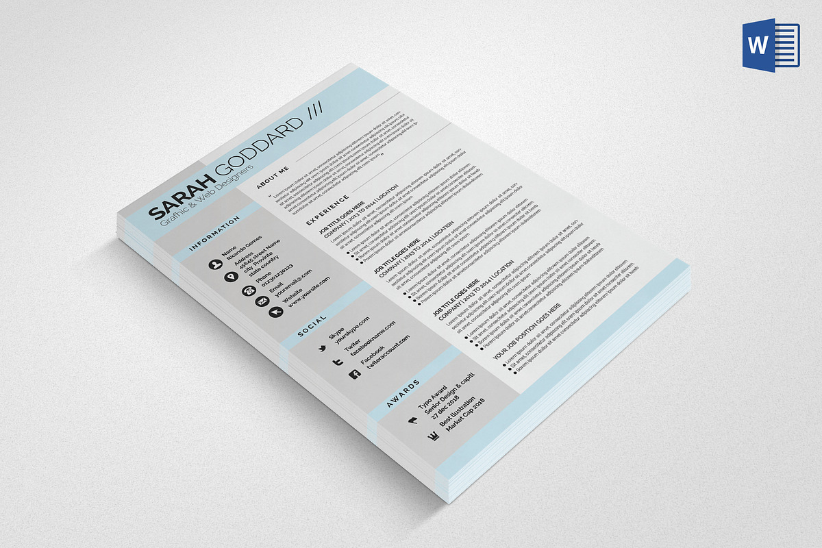 Resume CV Set, a Resume Template by graphicforest (Photo 2 of 7)
