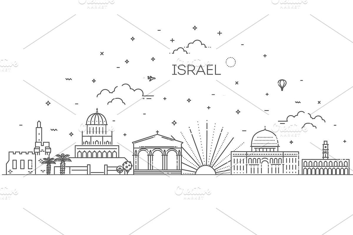 Linear Vector Icon for Israel, an Outline Icon by Tettygreen (Photo 1 of 2)