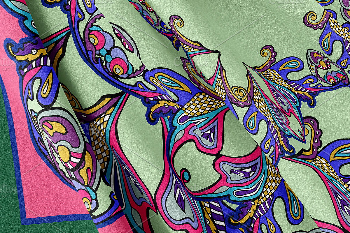 Mint & Amethyst Paisley Scarf, an Object Graphic by ilustrinna (Photo 4 of 7)