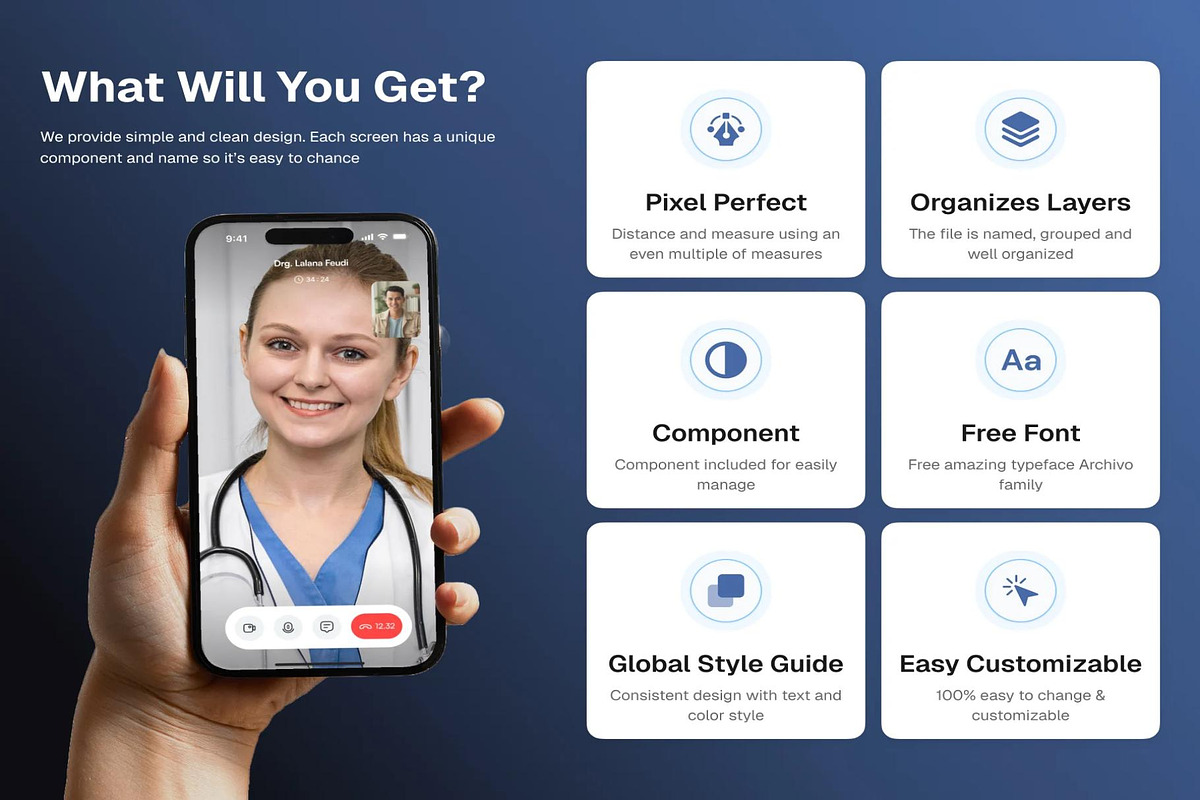 Healthcare Mobile App UI Kit, an UI Kit Template by Creative Perspective (Photo 2 of 8)