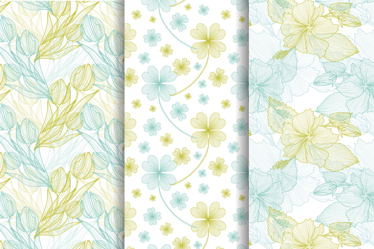 6 Floral Seamless Patterns Set preview 2
