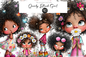 Quirky Black Girl Clipart, an Illustration by CreationArt