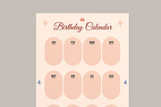 Birthday Calendar Template layout, a Stationery Template by MightyDesign (Thumbnail 3 of 7)