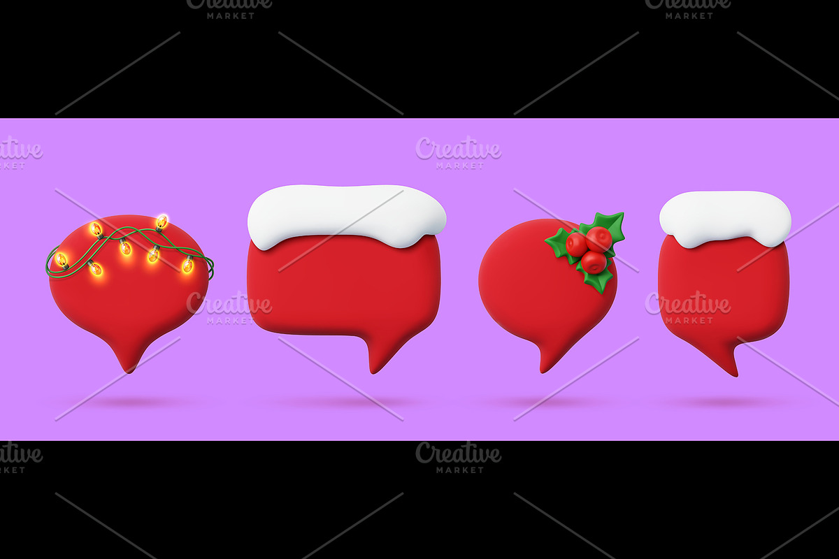 Christmas red speech bubble chat, a Seasonal Illustration by Buch&Bee (Photo 2 of 3)