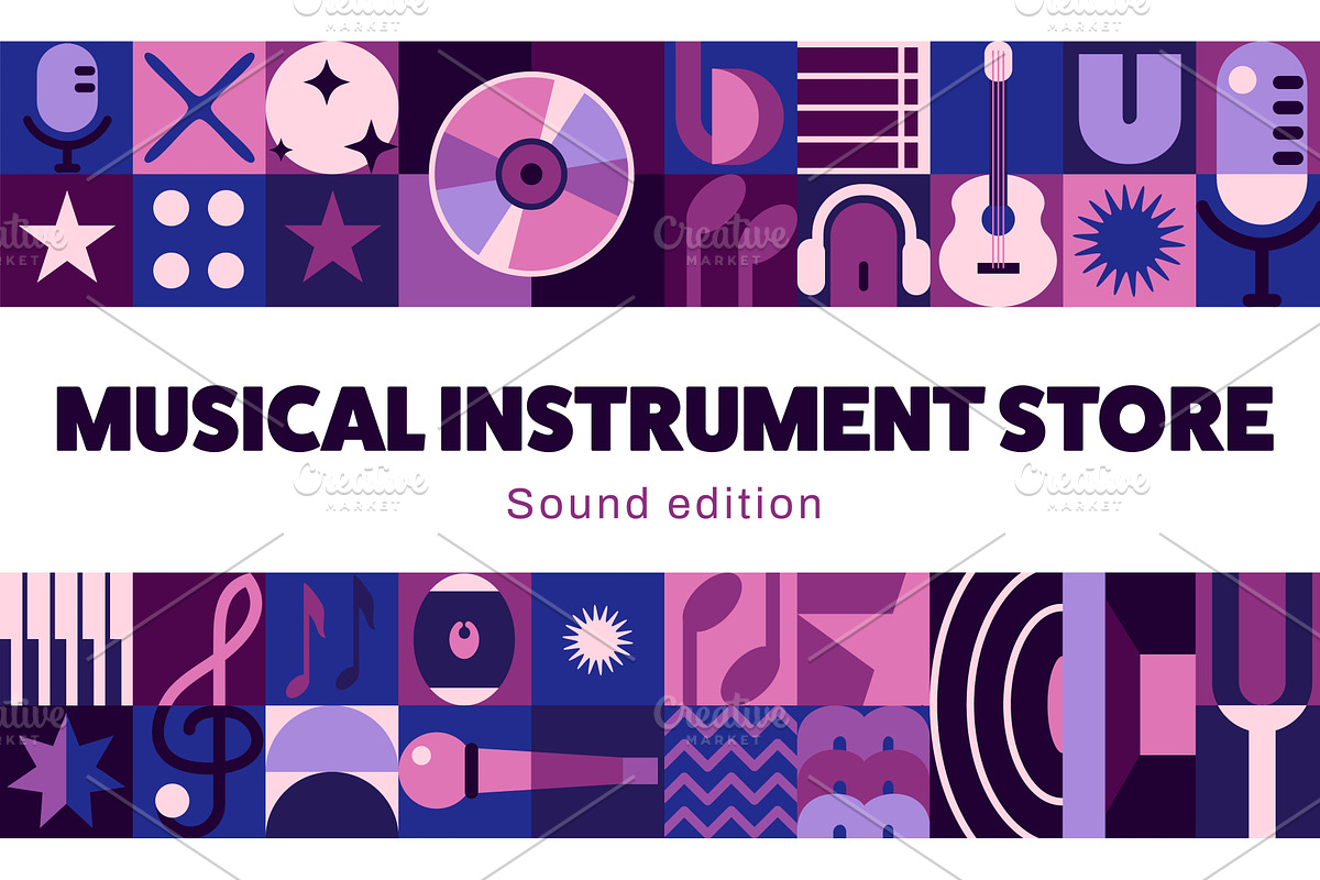Musical instruments shop store, an Object Illustration by Vector Tradition