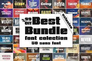 Best Bundle 50 Sans Serif Font, a Sans Serif Font by Graphicxell