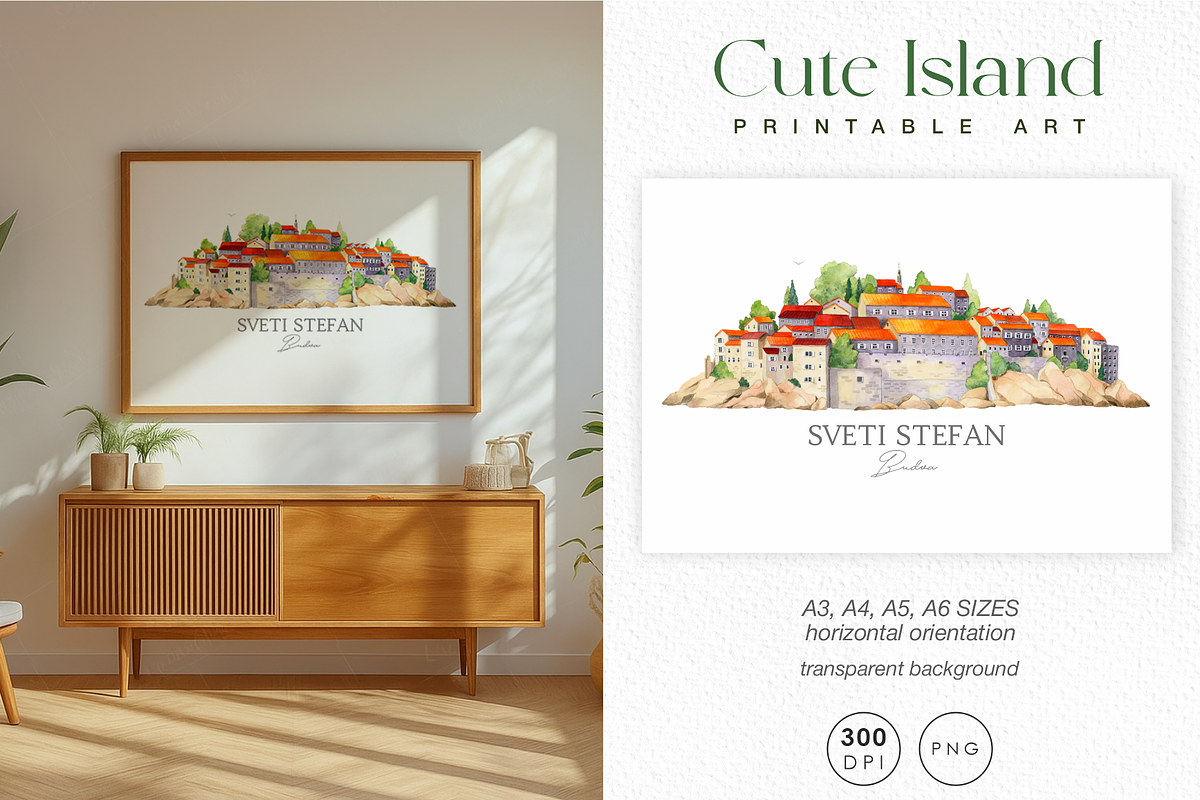 Watercolor Island, Travel poster art, an Object Illustration by Harmony Draws (Photo 3 of 5)