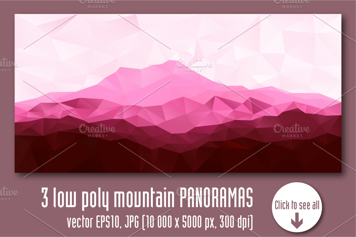 Mountains low poly vector collection, a Texture Illustration by MSA-Graphics (Photo 2 of 8)