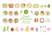 Avocado and Salad Watercolor, a Food Illustration by CreativeValuation (Thumbnail 2 of 11)