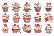 Valentine Cupcakes Clipart, an Illustration by Libby Wishes (Thumbnail 2 of 6)