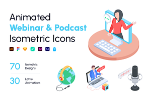 Isomeric Webinar and Podcast, a Duotone Icon by Vectors Market