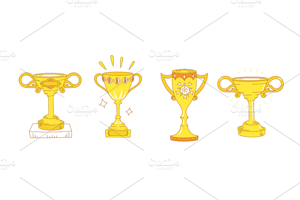 Gold cup set, an Illustration by Ilia Design