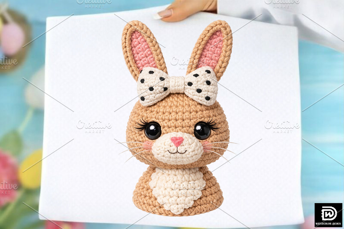 Yarn Crochet Easter Bunny PNG, an Illustration by Watercolor design (Photo 1 of 4)
