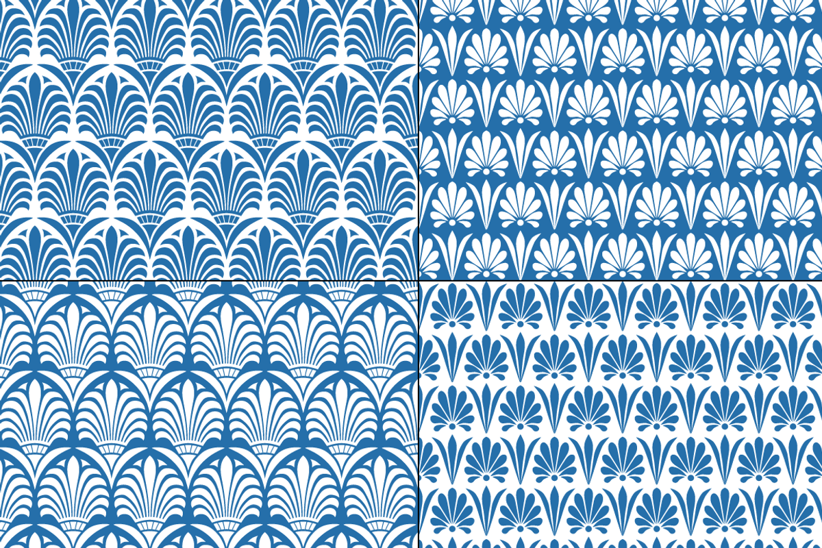 Blue White Greek Ornamental Patterns, a Pattern Graphic by Melissa Held ...