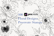 Procreate flower stamp, sunflower, a Brush Add-On by AnnaPolitmerskaja (Thumbnail 1 of 11)