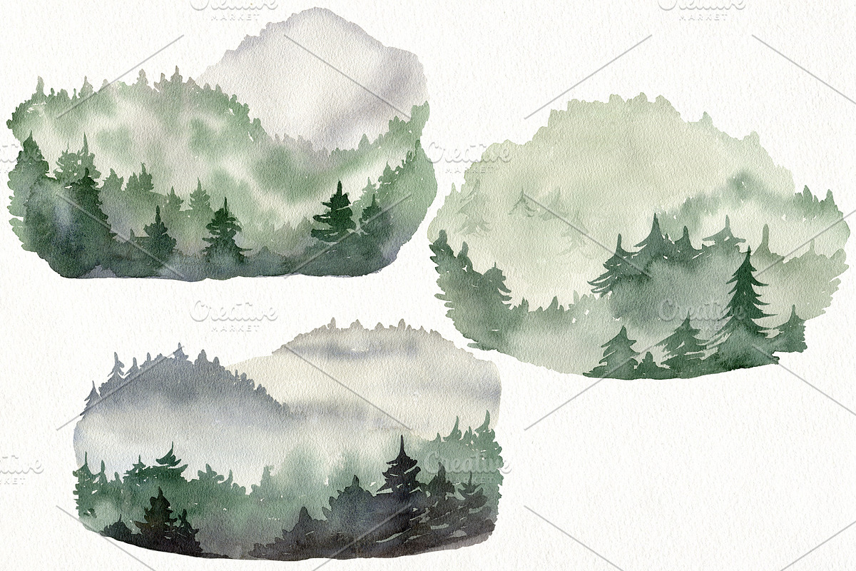Watercolor forest., an Animal Illustration by TaPilipa (Photo 5 of 10)