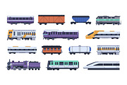 Trains with wagons, railway set, a Transportation Illustration by PaperTrident (Thumbnail 1 of 3)