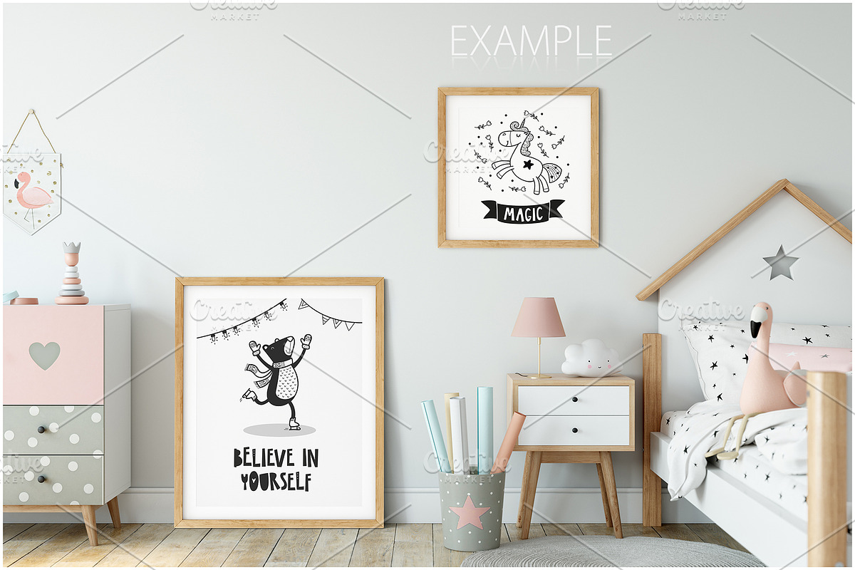 Kids Frames & Wall Mockup Bundle - 5, a Print Template by Yuri-U (Photo 23 of 32)