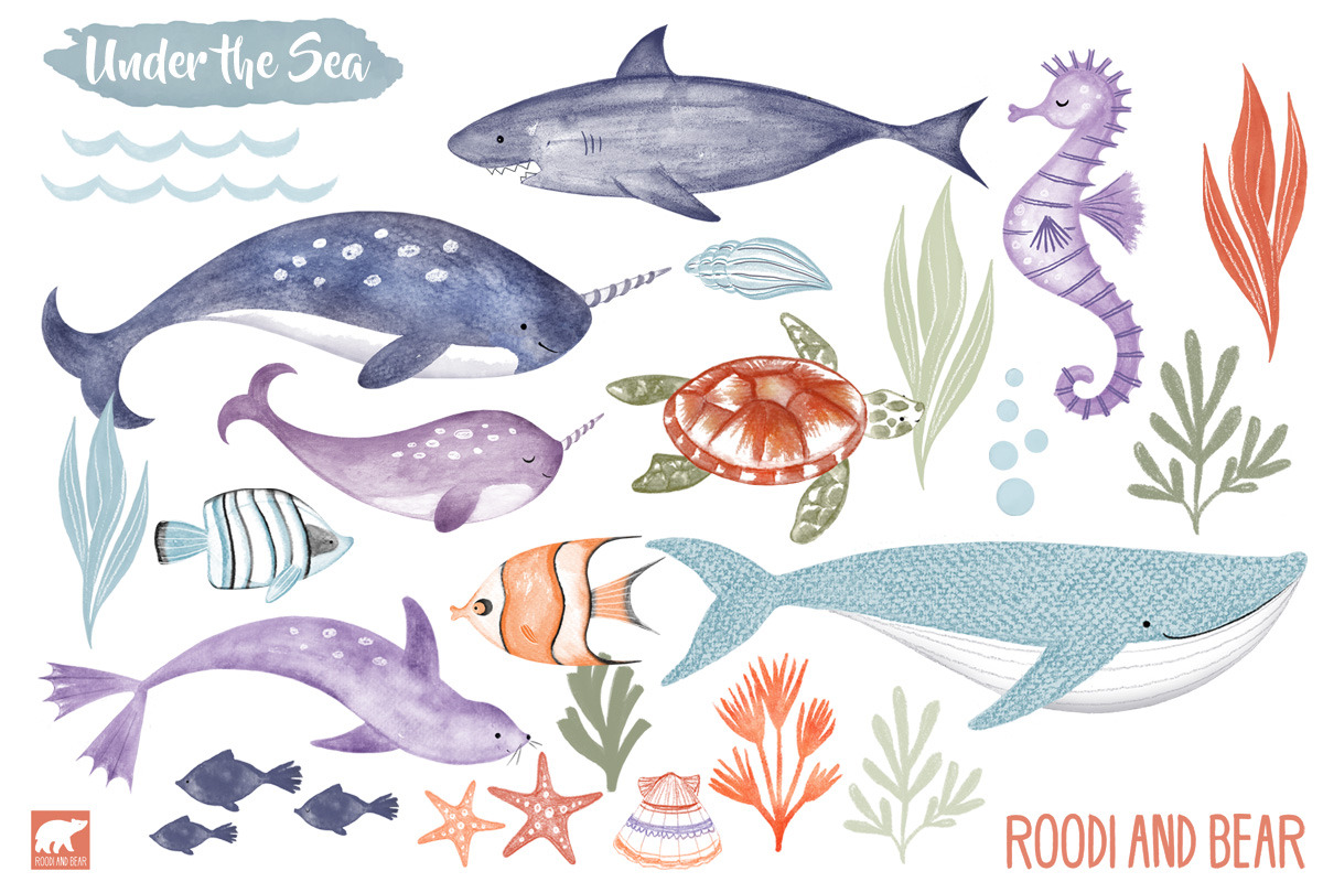 Under the Sea, Marine Watercolor Set, an Illustration by Roodi and Bear (Photo 2 of 2)