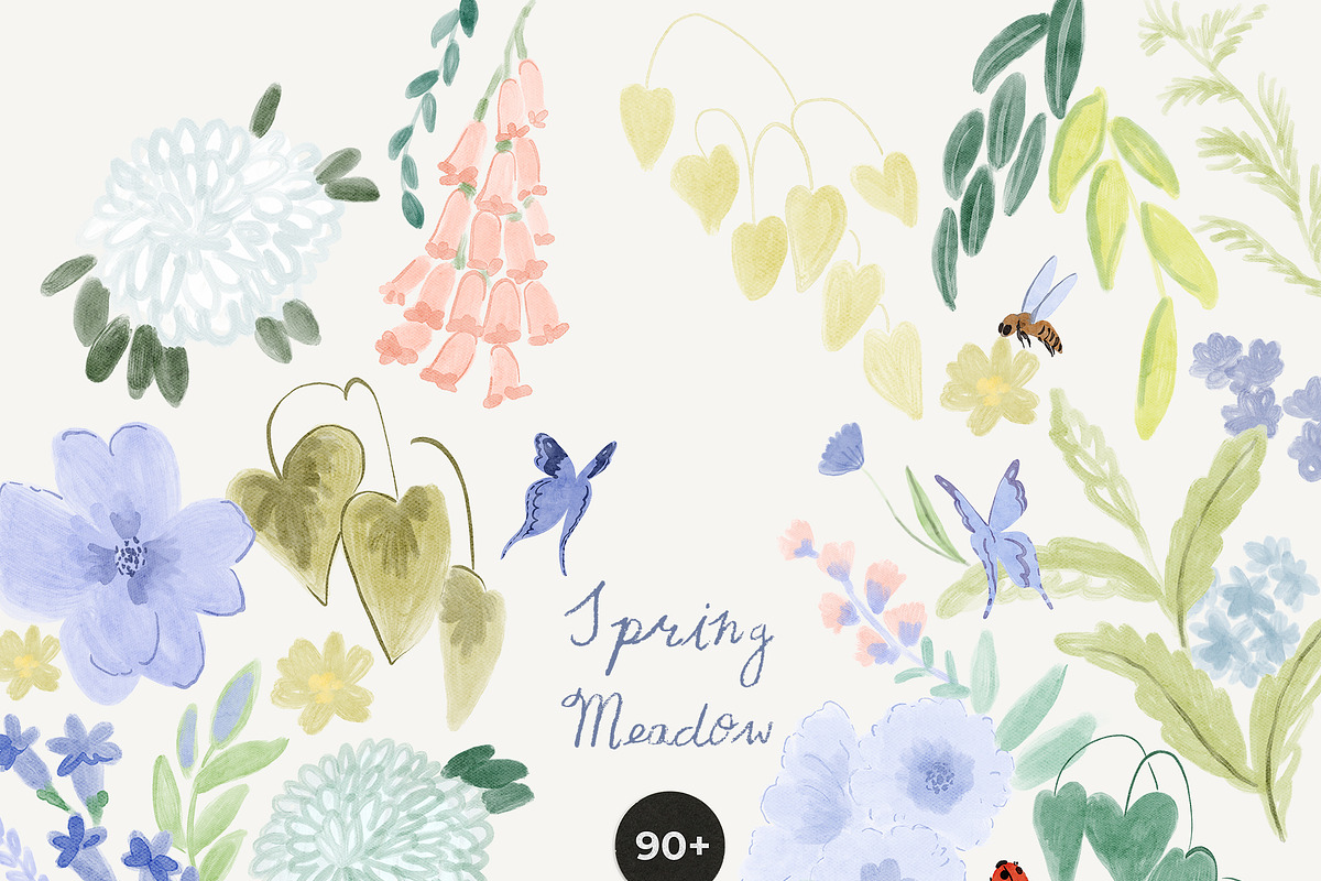 Hand-Painted Spring Floral Meadow, a Decorative Illustration by Lana Elanor (Photo 16 of 16)