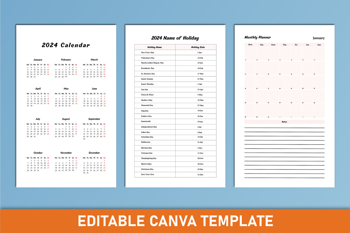 2024 Pocket Planner Canva Interior, a Stationery Template by Mustafiz (Photo 4 of 4)