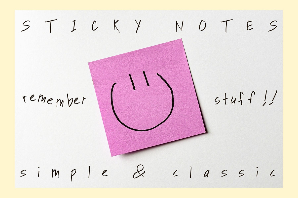 Sticky Notes Handwriting Font, a Handwritten Font by Eryn Rose Design (Photo 1 of 7)
