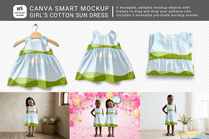 Girls Cotton Sun Dress Canva Mockup
