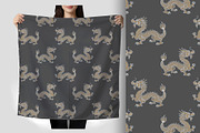 Gold Dragon on Grey Seamless Pattern, a Pattern Graphic by Sharon Schwalbe (Thumbnail 2 of 7)