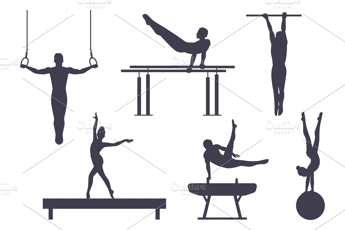 Set silhouettes athletes. Men and, a Sport Illustration by YummyBuum