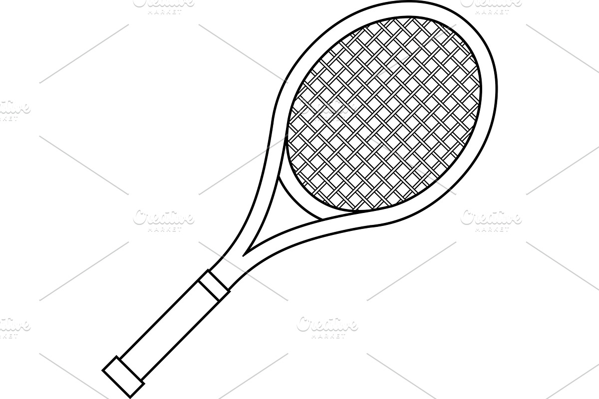 Black And White Tennis Racket, an Illustration by HitToon