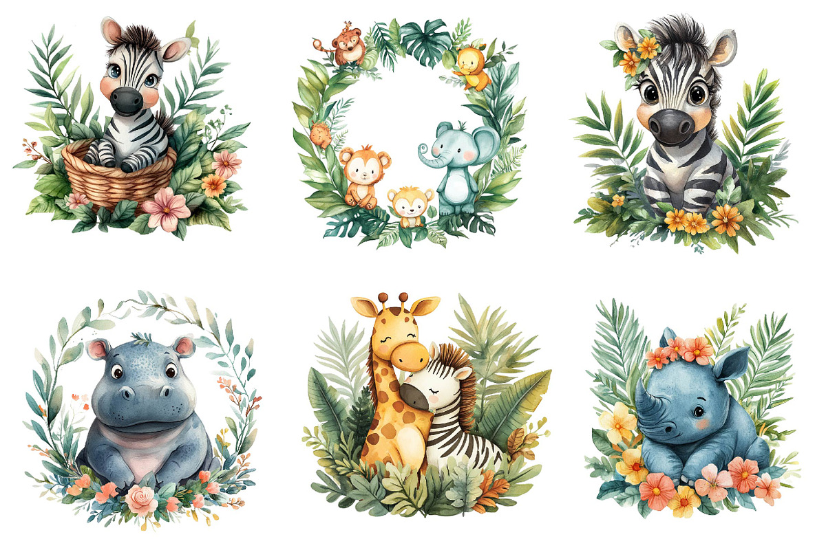 Baby Safari Png, Baby Jungle Animals, an Illustration by CreationArt (Photo 5 of 5)