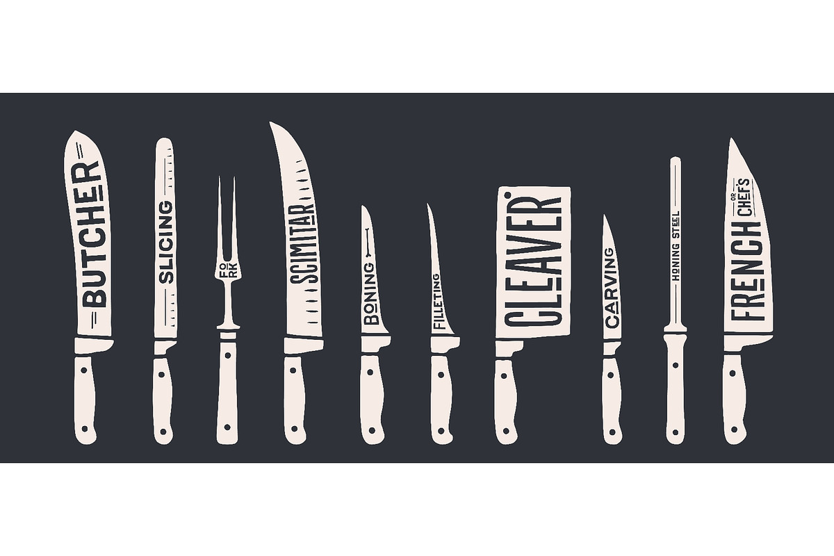 Knife, collection. Fish cutting, a Food Illustration by Foxys Graphic (Photo 1 of 3)