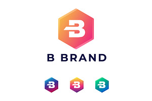 Letter B Hexagon Gradient Logo