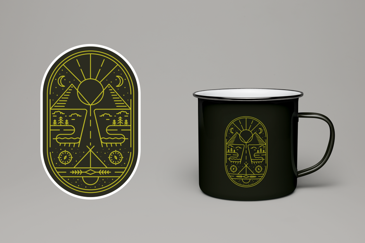 Camping Line Art Logo Badge, an Object Graphic by prasetyadavid (Photo 2 of 3)
