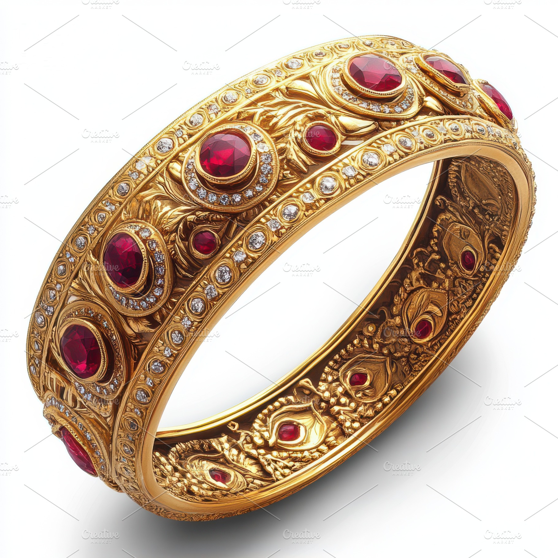 Elegant gold bracelet with red gemst, a Beauty & Fashion Photo by Pixeness Studio