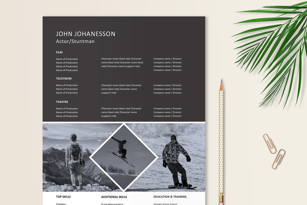 Stuntman, Actor Resume Template Word, a Resume Template by Stanin Studio (Photo 3 of 10)