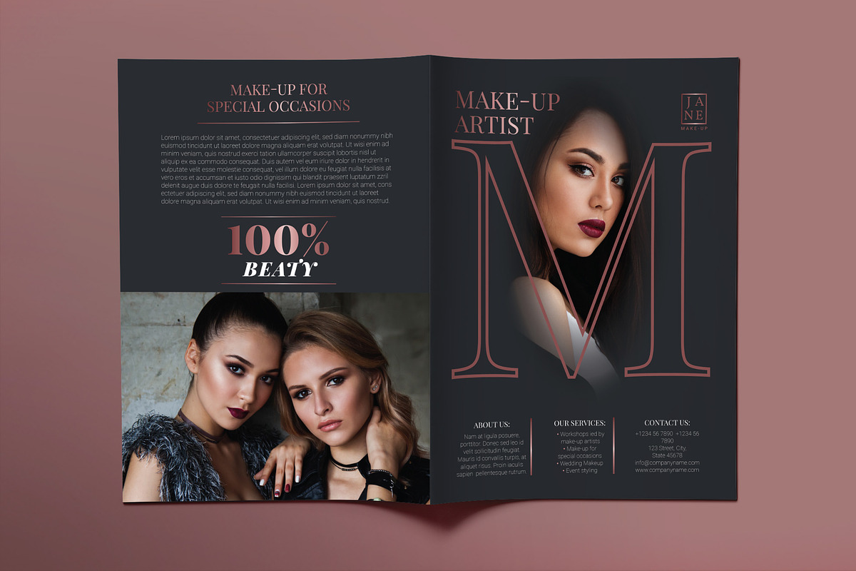 Makeup Artist Brochure Bifold, a Brochure Template by TemplatesNow! (Photo 2 of 3)
