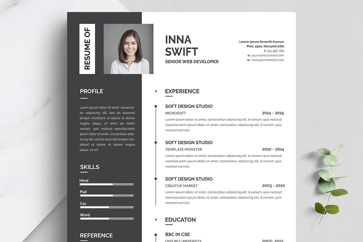 Professional Resume CV Template, a Resume Template by Blackcloud_Creations (Photo 2 of 8)
