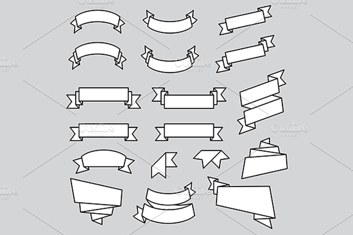 Ribbons vector template set, an Object Graphic by Urazovsky Design