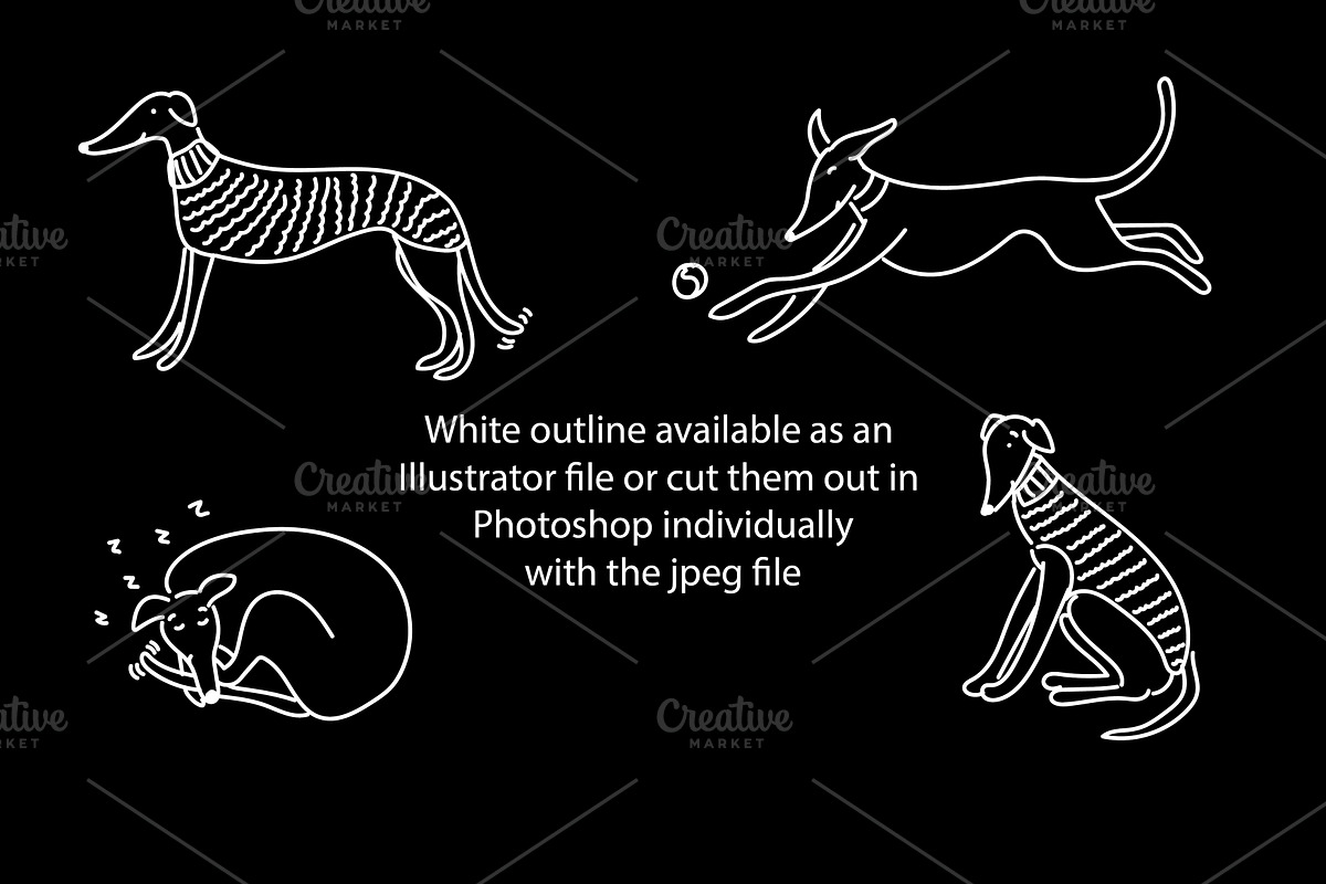 Cute Doodle Whippet Dogs, an Animal Illustration by Liz Pengilley Studio (Photo 3 of 4)