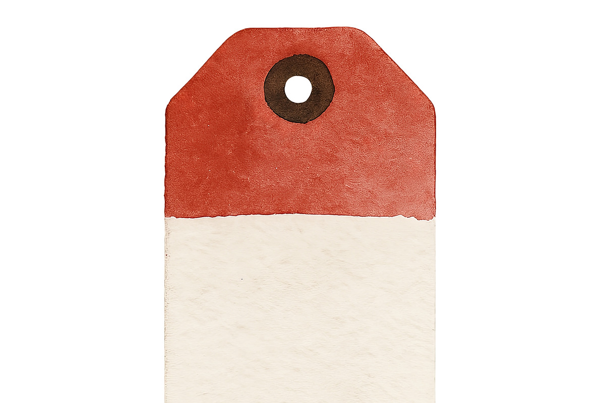 Christmas tag in red and white with, an Illustration by Dvoevnore photos
