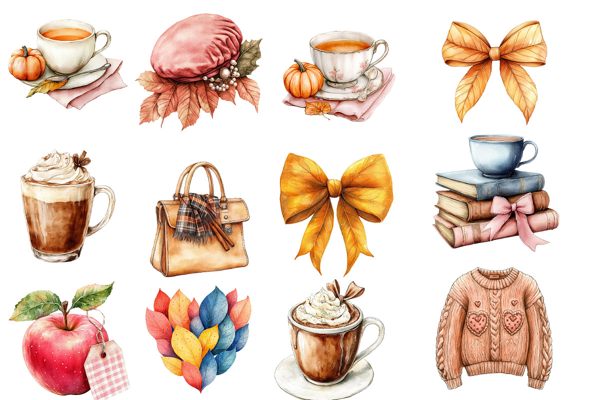Hand-drawn Coquette Autumn Clipart, an Illustration by Designworld (Photo 4 of 9)
