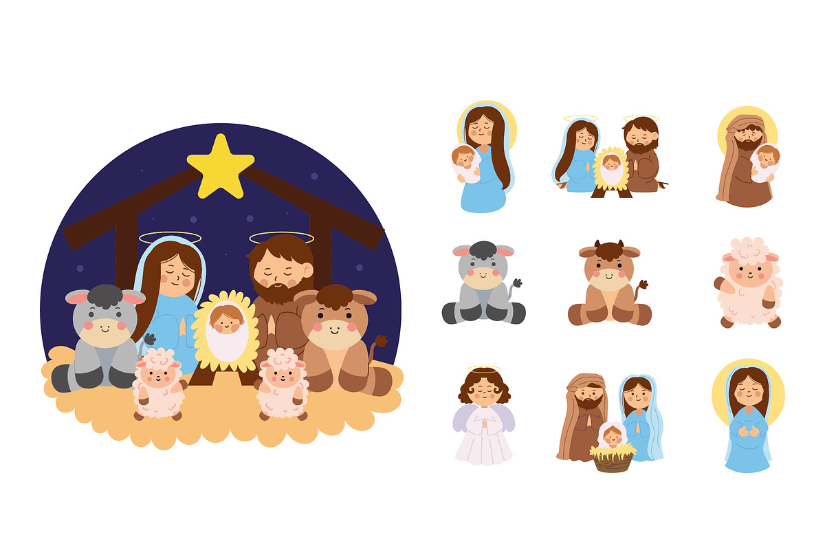Sacred Family Nativity Illustration