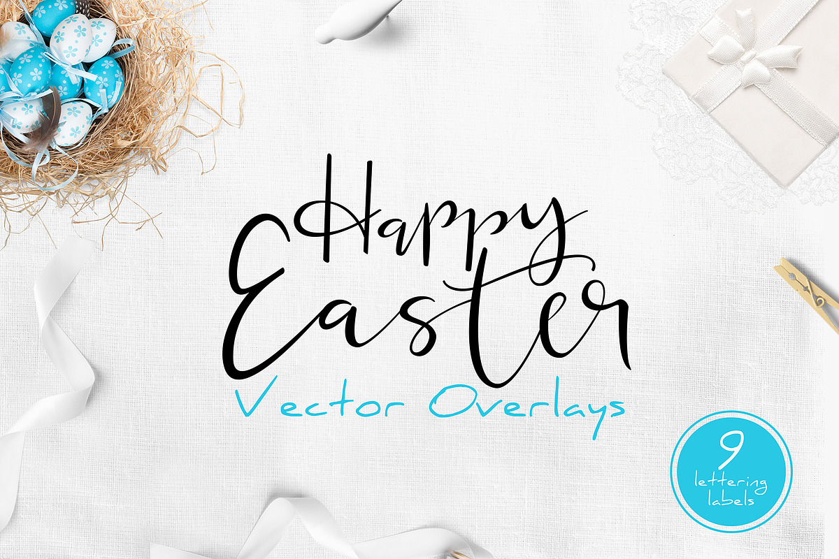 Happy Easter Lettering Overlays, a Graphic by catary art (Photo 1 of 5)