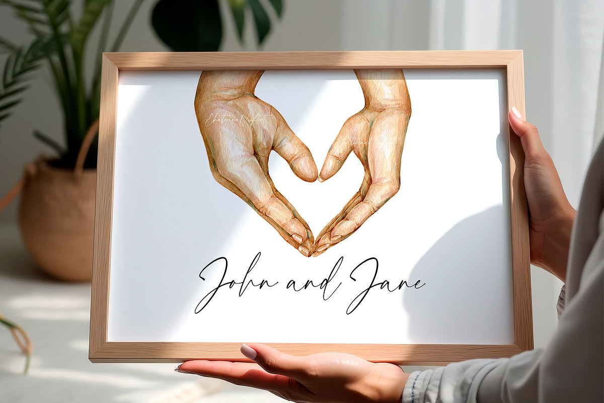 Watercolor Heart Hand Couple in Love, a Person Illustration by EkaterinaViArt (Photo 2 of 5)
