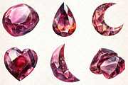 Burgundy Crystals and Gems Clipart, an Illustration by Libby Wishes (Thumbnail 3 of 7)