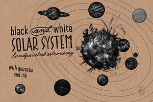 Solar System with gouache and ink