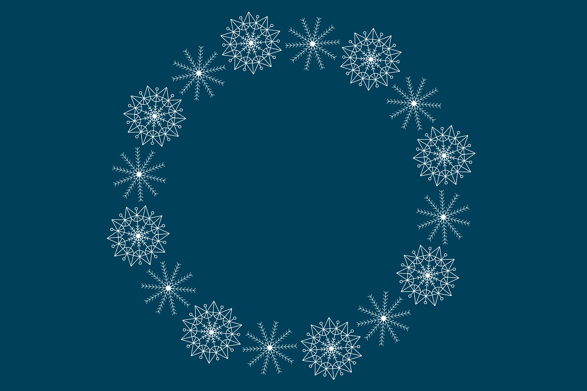 Round frames of white snowflakes, a Decorative Illustration by Tati_Kli (Photo 3 of 4)